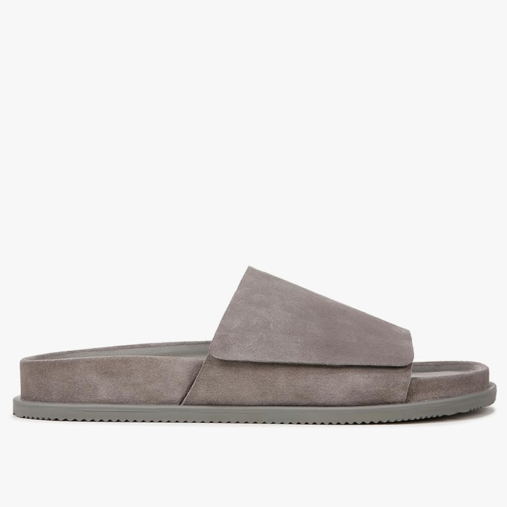 Vince | Men’s ‘Smoke’ Grey Suede Velcro Del Rey Classic Slide Sandals, size 8.5 - Picture 2 of 16